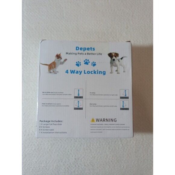 Depets Magnetic Cat Flap Door Medium White 4-Way Locking Weatherproof Pet Entry - Picture 4 of 9